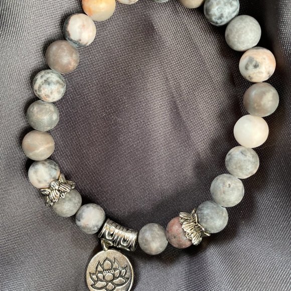 Pink Jasper Zebra Stone Bracelets - Set of 2 - Picture 5 of 5